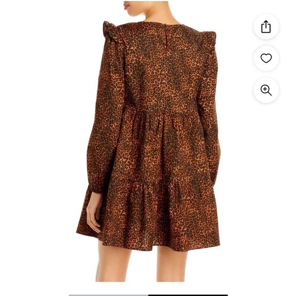 WAYF Womens Velma Animal Print Ruffled Babydoll Dress Sz L - Picture 2 of 9